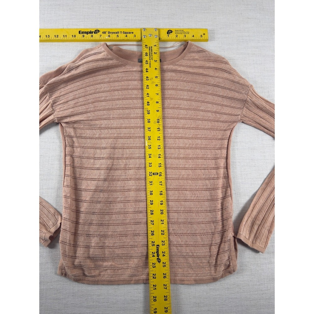 prAna Sweater Womens S Pink Pointelle Open Knit Long Sleeve Relaxed Pullover - Picture 10 of 11